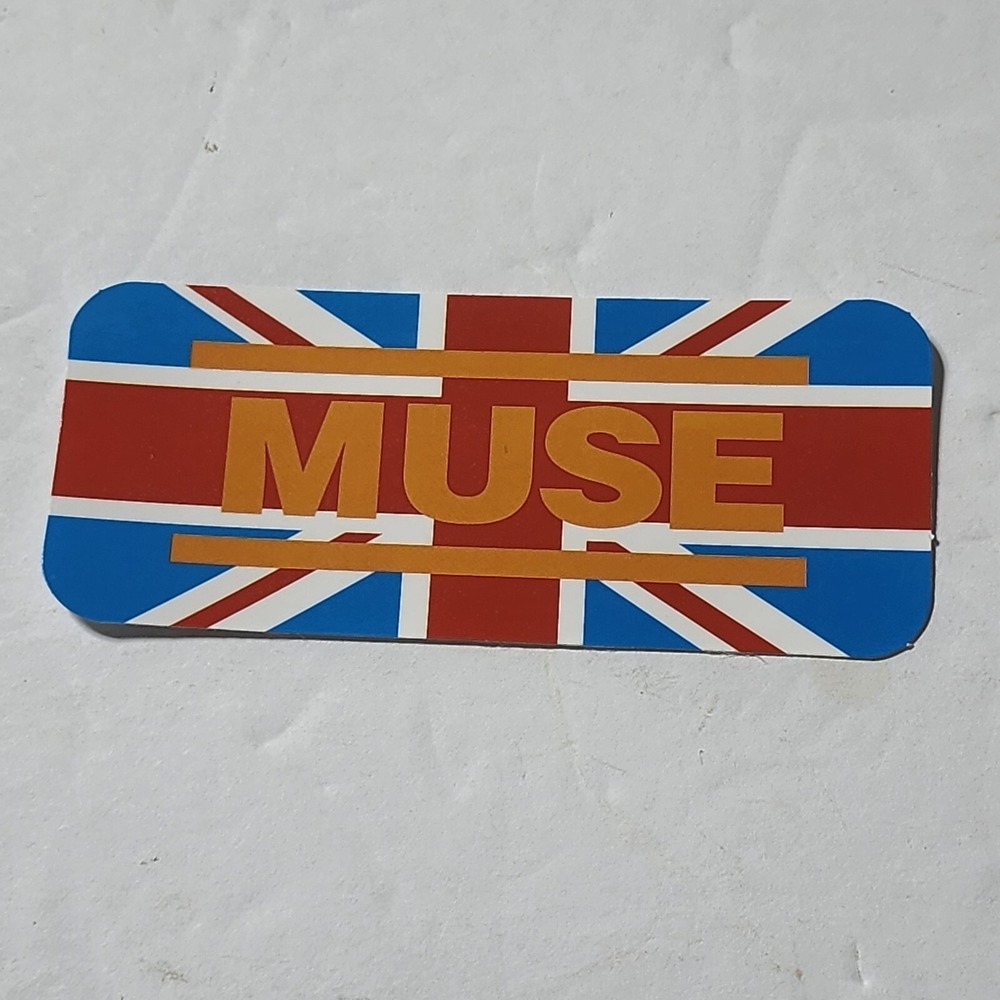 MUSE UK Orange Red White Blue Band Music Vinyl Sticker New 3 5/8" x 1.5"